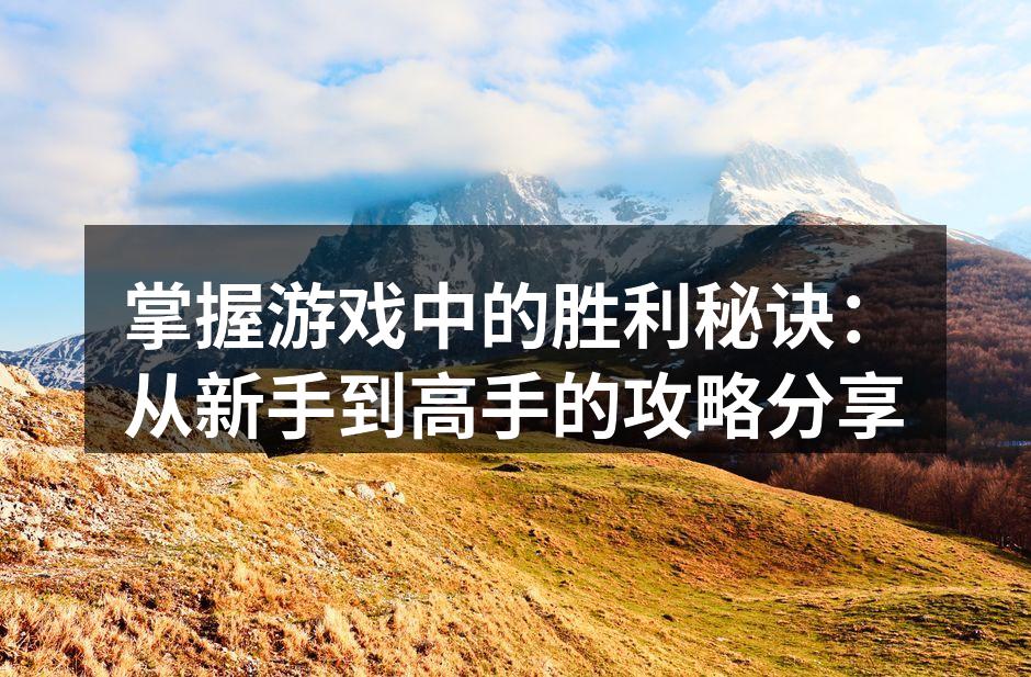 掌握游戏中的胜利秘诀：从新手到高手的攻略